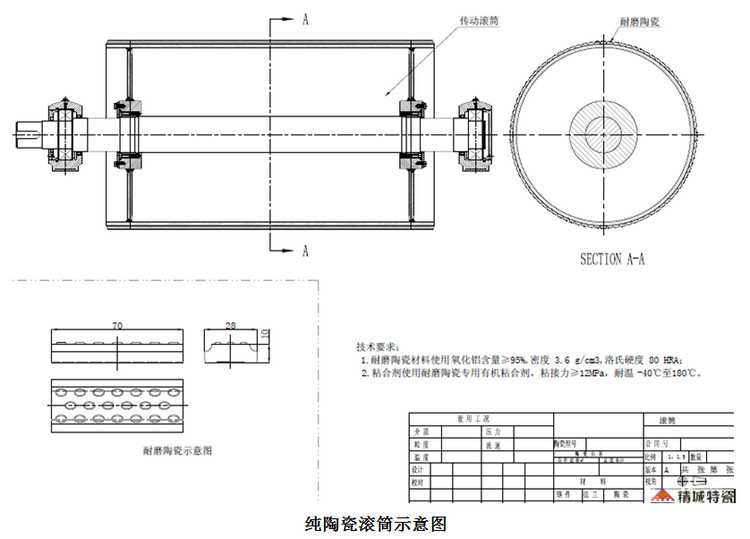 耐磨陶瓷滚筒-皮带机陶瓷辊筒-输送带陶瓷滚筒